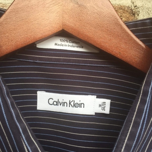 Calvin Klein Striped Button Down Shirt 18 34/35 - Picture 3 of 3